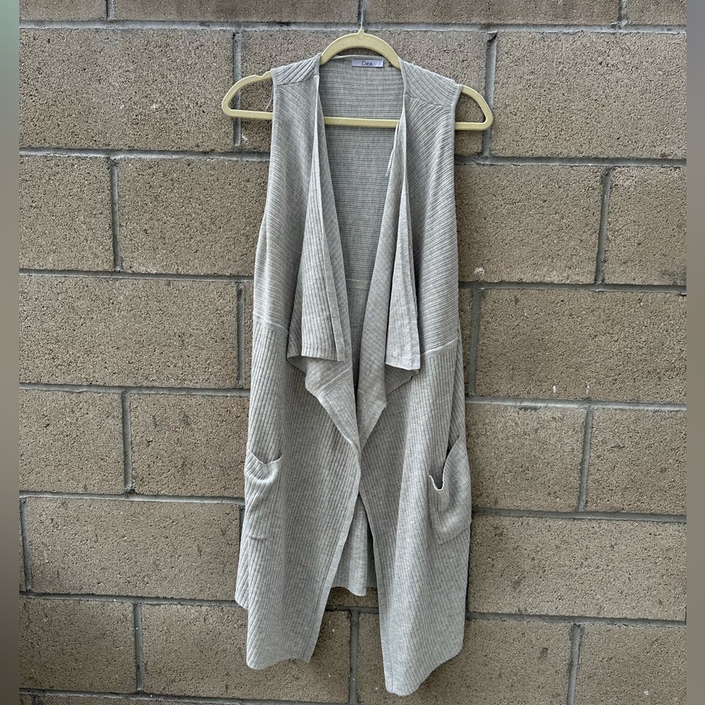 Dex Light Gray Open Front Cardigan